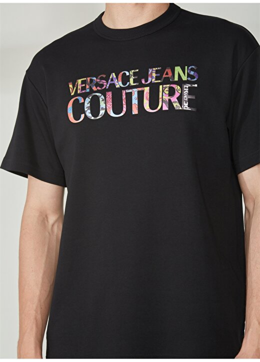 Versace Jeans Couture Bisiklet Yaka Siyah Erkek T-Shirt 74GAHG01CJ01G899 4