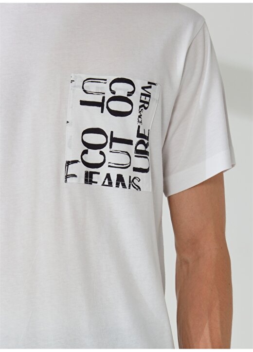 Versace Jeans Couture Bisiklet Yaka Beyaz Erkek T-Shirt 74GAH6R2JS167003 4