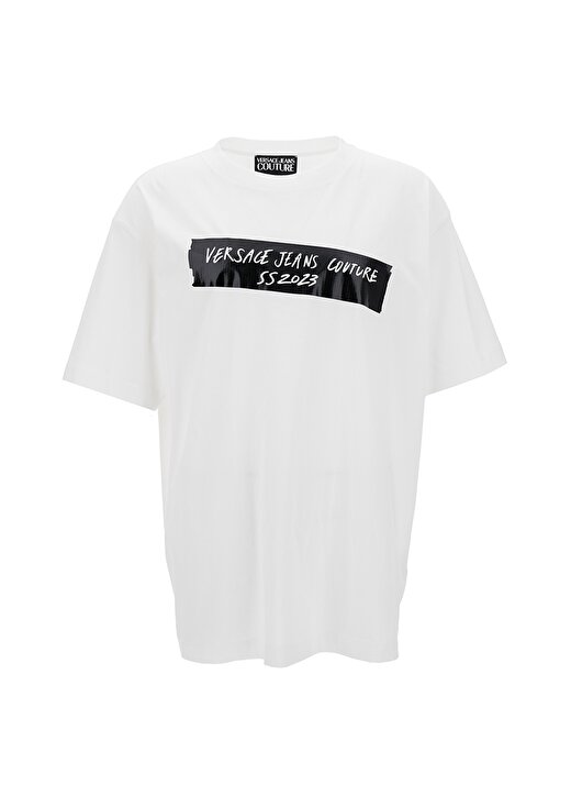Versace Jeans Couture Bisiklet Yaka Beyaz Erkek T-Shirt 74GAHE01CJ00E003 1