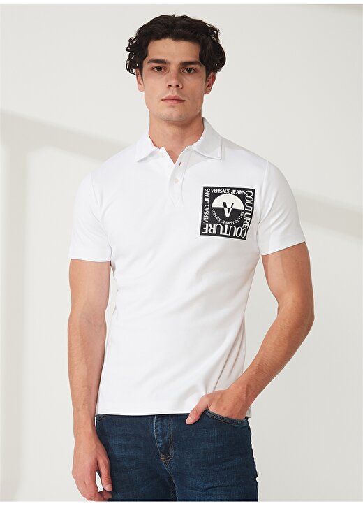 Versace Jeans Couture Beyaz Erkek Polo T-Shirt 74GAGT15CJ02O003 1