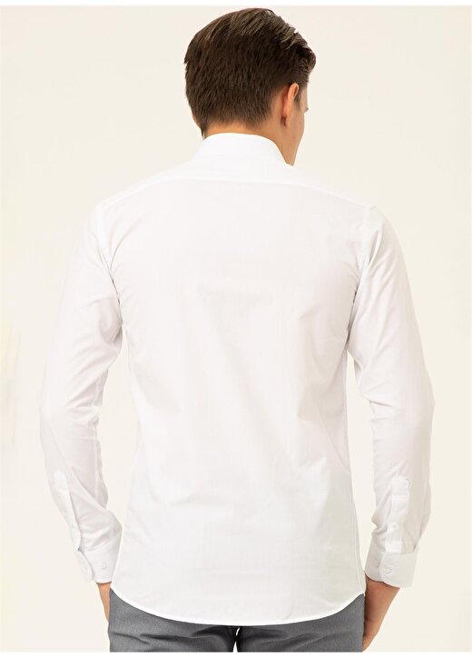 Süvari Slim Fit Klasik Yaka Düz Beyaz Erkek Gömlek GM1007100504 3