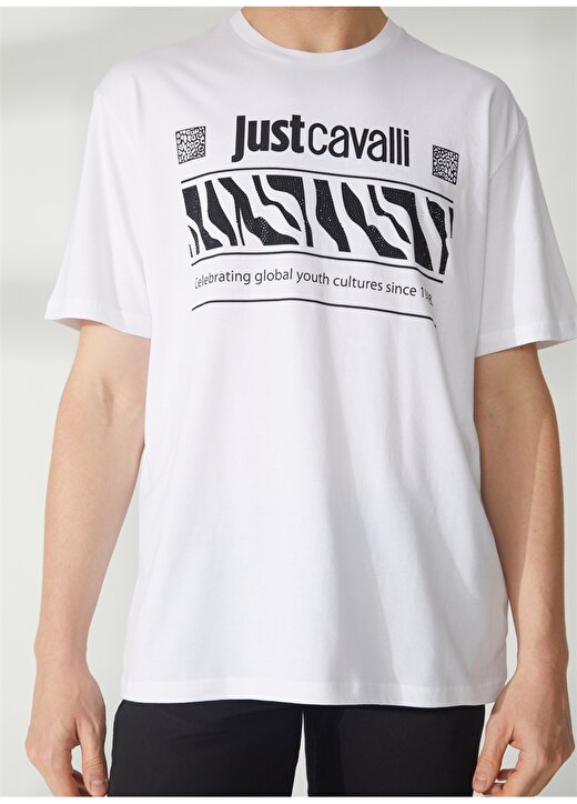 Just Cavalli Bisiklet Yaka Beyaz Erkek T-Shirt 74OBHE05CJ110003 4