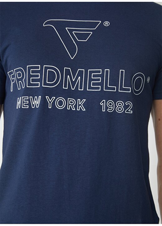 Fred Mello Bisiklet Yaka Mavi Erkek T-Shirt FM23S01TGBLUE 4