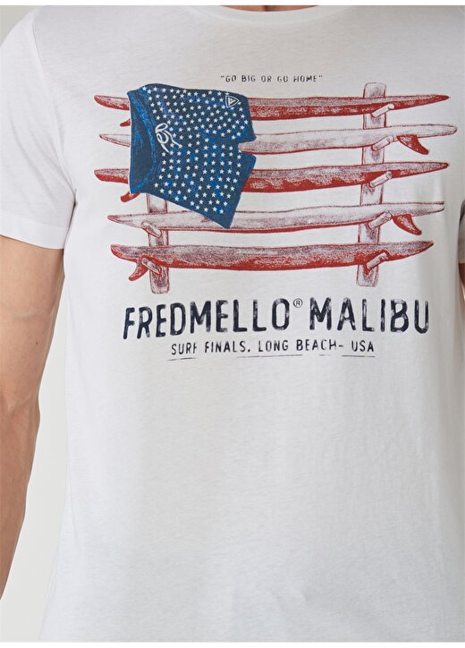 Fred Mello Bisiklet Yaka Beyaz Erkek T-Shirt FM23S22TGWHITE 4