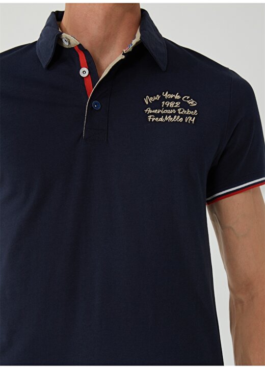 Fred Mello Mavi Erkek Polo T-Shirt FM23S25QCBLUE 4