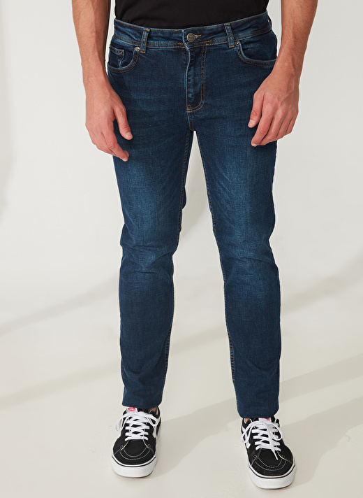 Fred Mello Normal Bel Normal Paça Slim Fit Lacivert Erkek Denim Pantolon FM23S20PDDARK BLUE 3