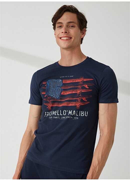 Fred Mello Bisiklet Yaka Mavi Erkek T-Shirt FM23S22TGBLUE 1