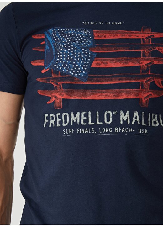 Fred Mello Bisiklet Yaka Mavi Erkek T-Shirt FM23S22TGBLUE 4