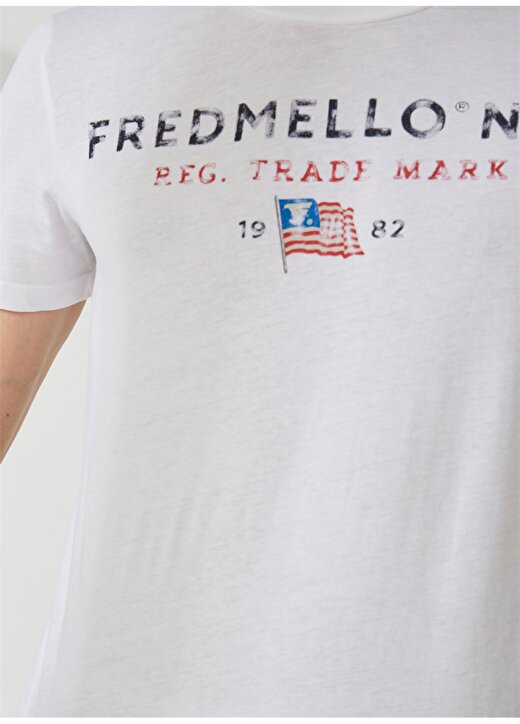 Fred Mello Bisiklet Yaka Beyaz Erkek T-Shirt FM23S23TGWHITE 4