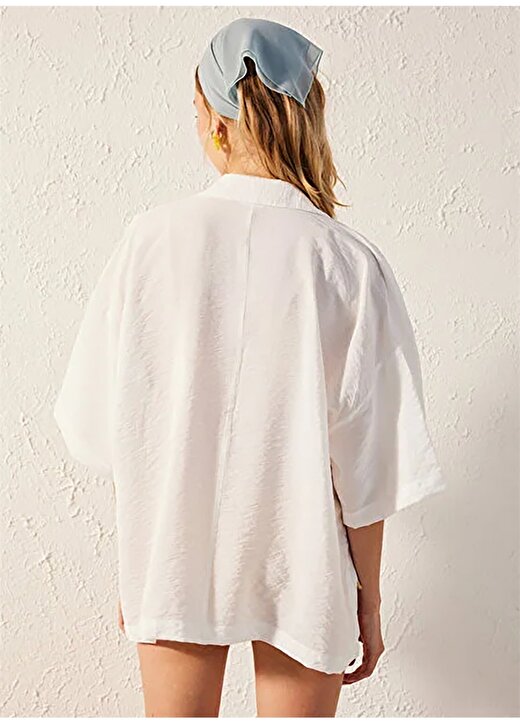 Penti Normal Gömlek Yaka Beyaz Kadın Gömlek PLY8HNB423IY 4