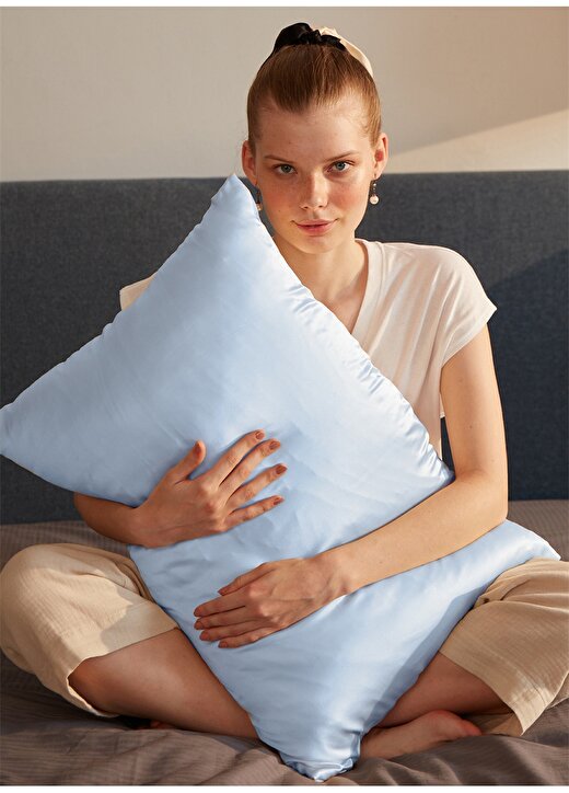 Beauty Pillow %100 İpek Yastık Kılıfı Mavi Renk (Standart 50X70cm) 1