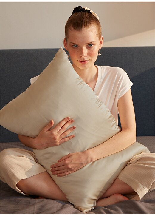 Beauty Pillow %100 İpek Yastık Kılıfı Vizon Renk (Standart 50X70cm) 1