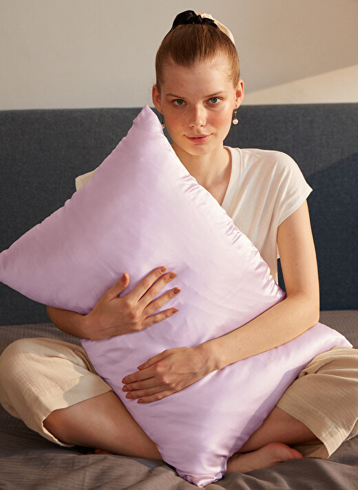 Beauty Pillow %100 İpek Yastık Kılıfı Lila Renk (Standart 50x70cm) 1