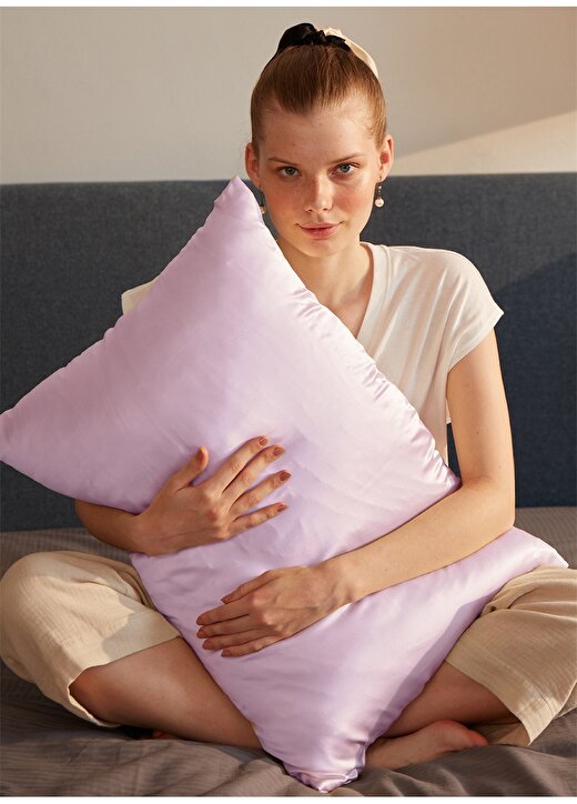 Beauty Pillow %100 İpek Yastık Kılıfı Lila Renk (Standart 50X70cm) 1