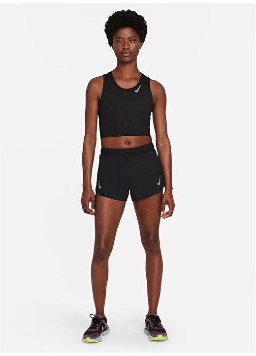 Nike Siyah - Gri - Gümüş Kadın Atlet DD5921-010 W NK FAST DF CROP TANK 1