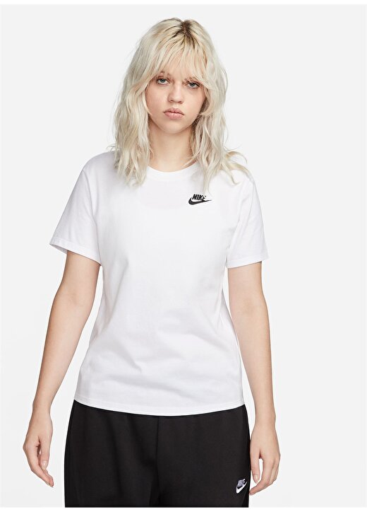 Nike Beyaz Kadın Yuvarlak Yaka T-Shirt DX7902-100 W NSW TEE CLUB 2