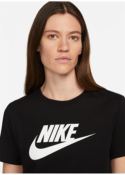 Nike Siyah - Gri - Gümüş Kadın Yuvarlak Yaka T-Shirt DX7906-010 W NSW TEE ESS ICN FTRA 3