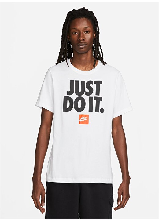 Nike Beyaz Erkek Yuvarlak Yaka T-Shirt DZ2989-100 M TEE FRAN JDI VERBIAGE 2