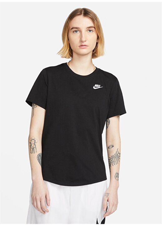 Nike Siyah - Gri - Gümüş Kadın Yuvarlak Yaka T-Shirt DX7902-010 W NSW TEE CLUB 2