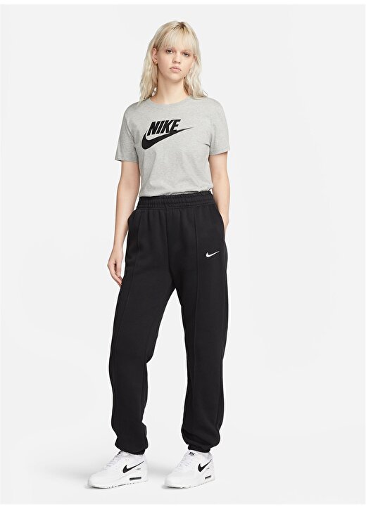 Nike Siyah - Gri - Gümüş Kadın Yuvarlak Yaka T-Shirt DX7906-063 W NSW TEE ESS ICN FTRA 3