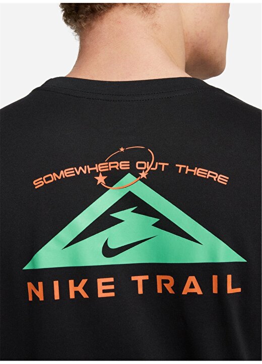 Nike Siyah - Gri - Gümüş Erkek Yuvarlak Yaka T-Shirt FD0120-010 M NK DF TEE TRAIL PRINT 4