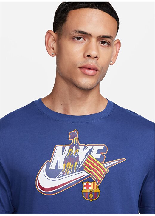 Nike Mavi Erkek Yuvarlak Yaka T-Shirt FD1085-455 FCB M NK SSL FUTURA TEE 4