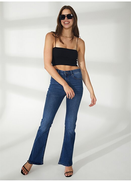 Dkny Jeans Yüksek Bel Boru Paça Normal İndigo Kadın Denim Pantolon E1RK0756 1