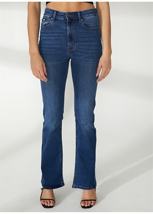 Dkny Jeans Yüksek Bel Boru Paça Normal İndigo Kadın Denim Pantolon E1RK0756 3
