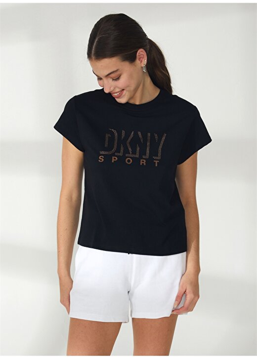 Dkny Jeans Bisiklet Yaka Düz Siyah Kadın T-Shirt DP2T9147 2