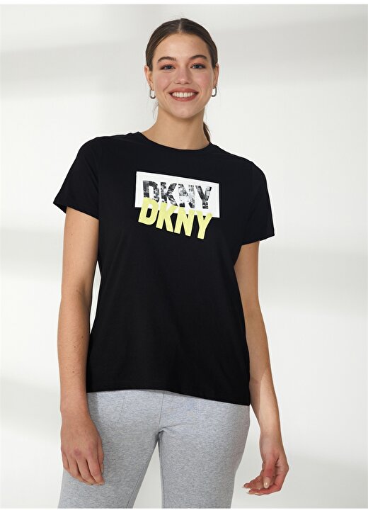Dkny Jeans Bisiklet Yaka Baskılı Siyah Kadın T-Shirt DP2T9243 1