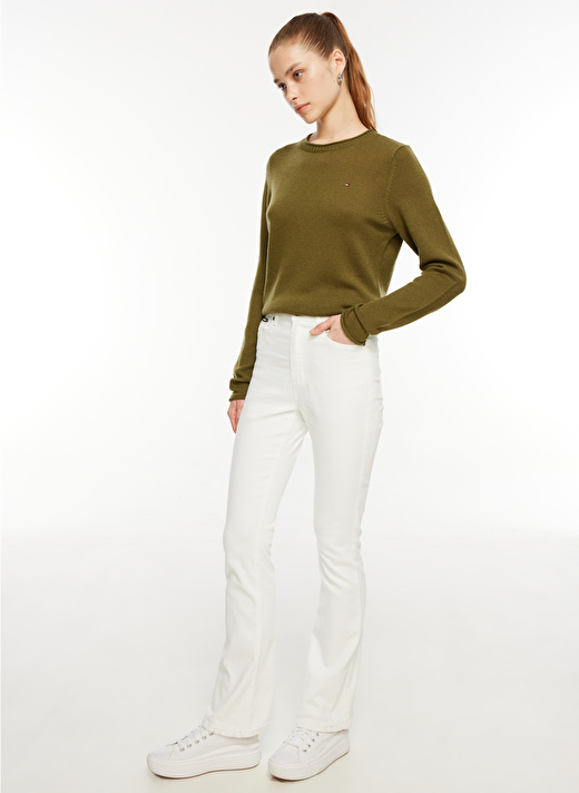 Dkny Jeans Yüksek Bel Boru Paça Normal Beyaz Kadın Denim Pantolon E2RK2756 2