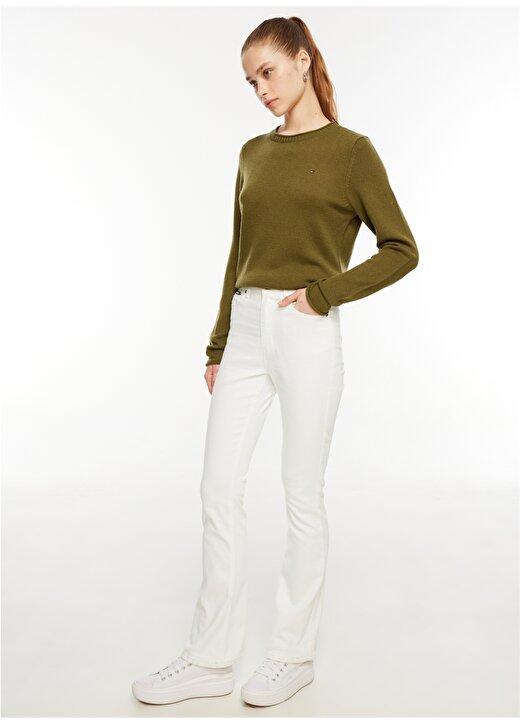Dkny Jeans Yüksek Bel Boru Paça Normal Beyaz Kadın Denim Pantolon E2RK2756 2