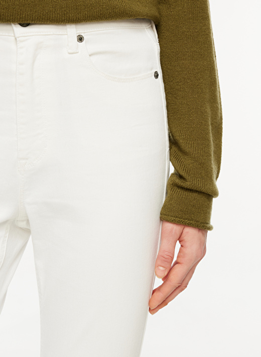 Dkny Jeans Yüksek Bel Boru Paça Normal Beyaz Kadın Denim Pantolon E2RK2756 4