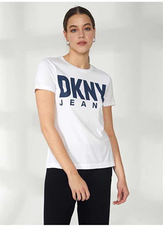 Dkny Jeans Bisiklet Yaka Baskılı Beyaz Kadın T-Shirt E31HKDNA 2