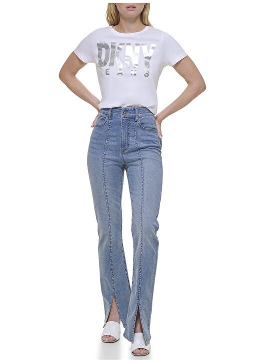 Dkny Jeans Bisiklet Yaka Baskılı Beyaz Kadın T-Shirt E31HDDNA 1