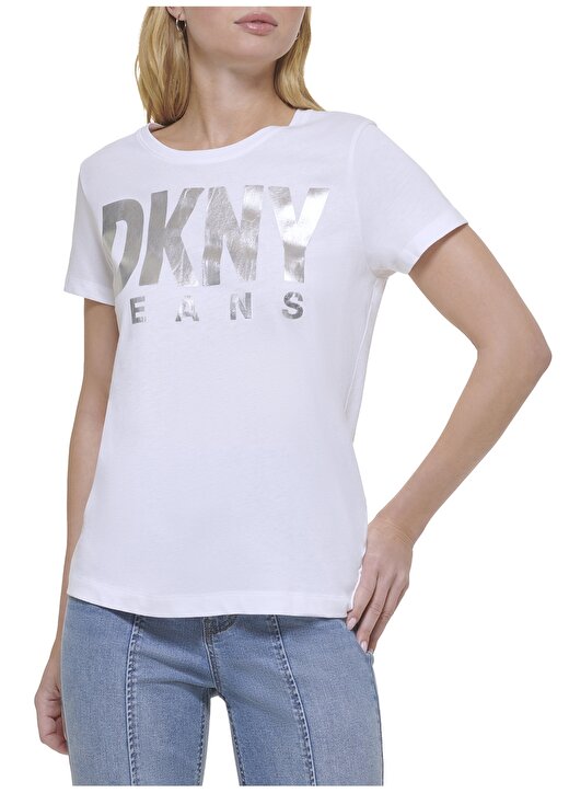 Dkny Jeans Bisiklet Yaka Baskılı Beyaz Kadın T-Shirt E31HDDNA 2