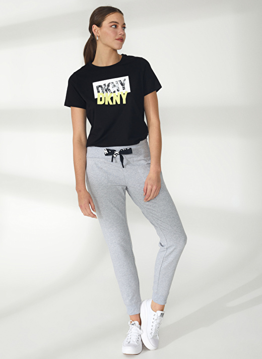 Dkny Jeans Bisiklet Yaka Düz Gri Melanj Kadın T-Shirt DP2P1917 2