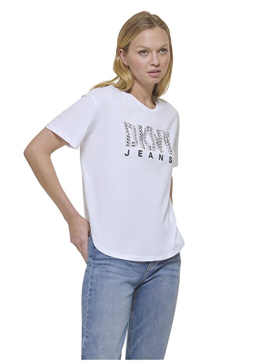 Dkny Jeans Bisiklet Yaka Baskılı Beyaz Kadın T-Shirt E31FMQ1Q 3