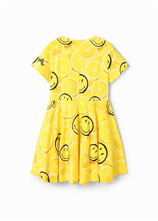 Desigual Desenli Sarı Kız Çocuk Diz Üstü Elbise 23SGVK12 4