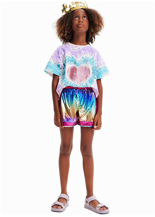 Desigual Desenli Pembe Kız Çocuk T-Shirt 23SGTK02 1