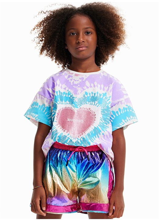 Desigual Desenli Pembe Kız Çocuk T-Shirt 23SGTK02 2