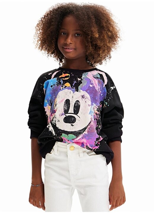 Desigual Mickey Mouse Baskılı Kız Çocuk Sweatshirt 1