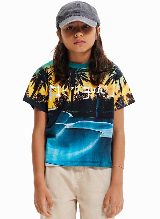Desigual Baskılı Açık Mavi Erkek Çocuk T-Shirt 23SBTK15 2