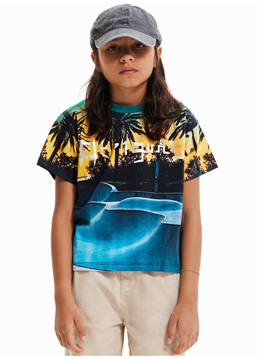 Desigual Baskılı Açık Mavi Unisex Çocuk T-Shirt 23SBTK15 2