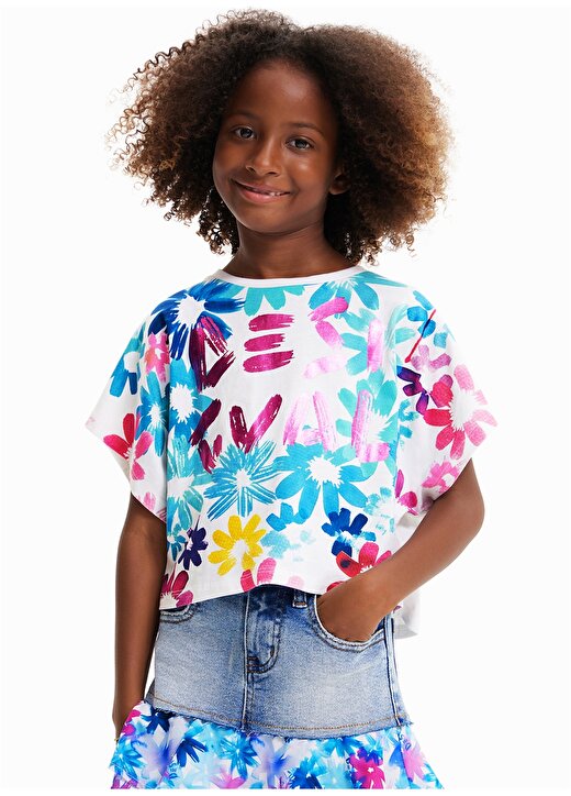 Desigual Desenli Çok Renkli Kız Çocuk T-Shirt 23SGTK04 2