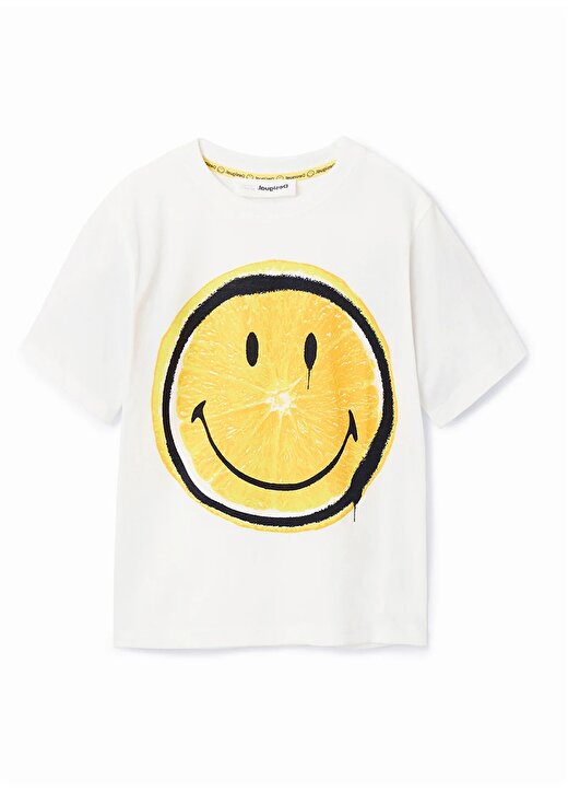Desigual Baskılı Beyaz Kız Çocuk T-Shirt 23SBTK11 2