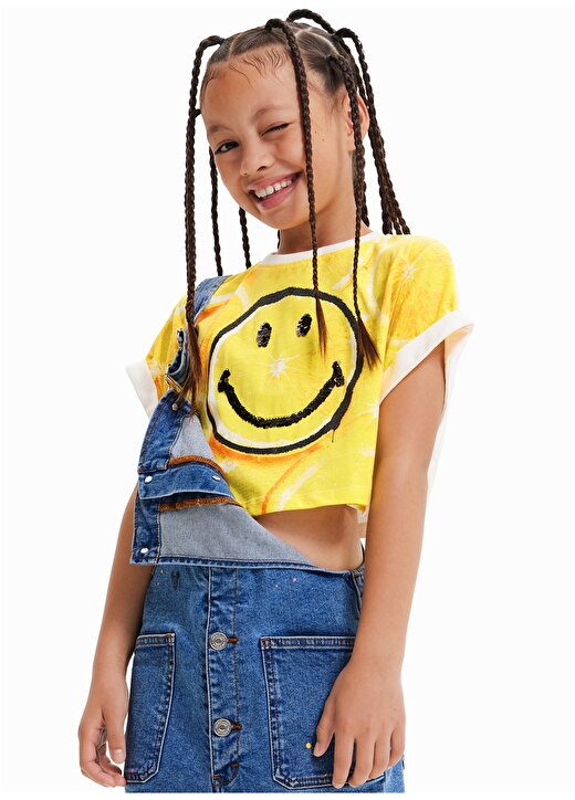 Desigual Desenli Sarı Kız Çocuk T-Shirt 23SGTK23 2