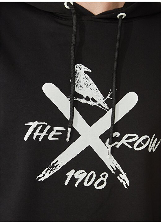 The Crow Kapüşon Yaka Siyah Erkek Sweatshırt TC3903-1 RUN 4