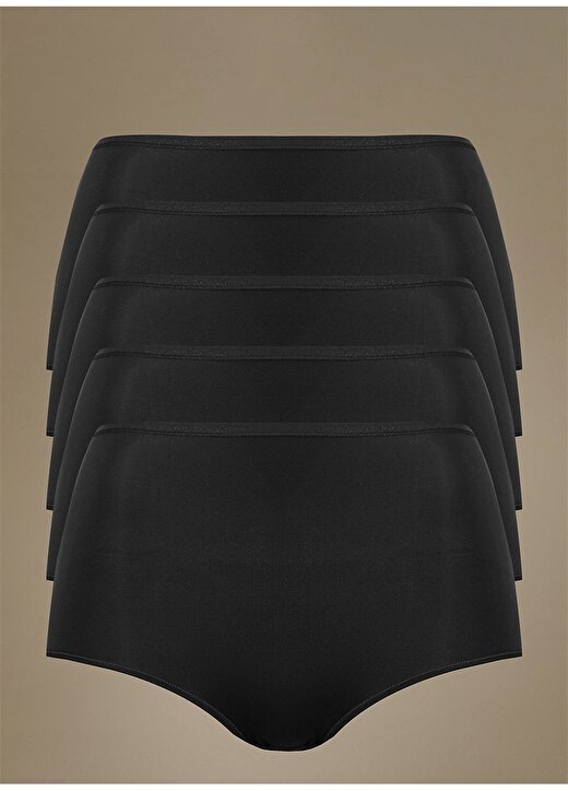Marks & Spencer Siyah Kadın 5'Li Dikişsiz Full Brief Külot Seti 4104 1