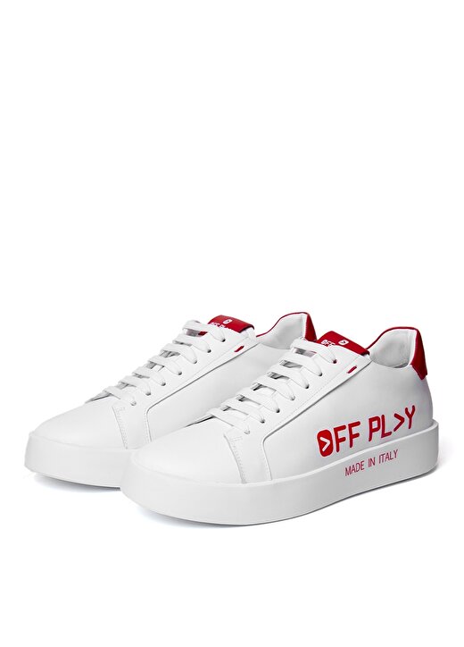 Off Play Beyaz - Kırmızı Erkek Deri Sneaker X-BOLOGNA 1-LH 02-73 1